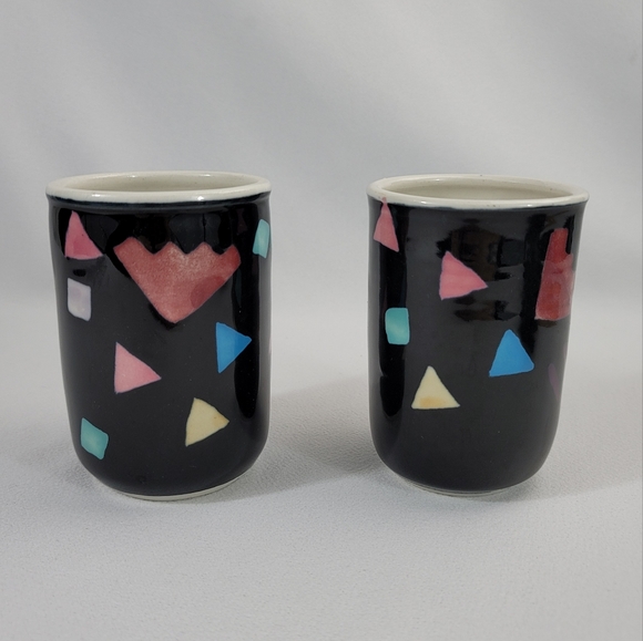 Studio Pottery Painted Geometric Shapes Glazed Pottery OOAK - Picture 12 of 12